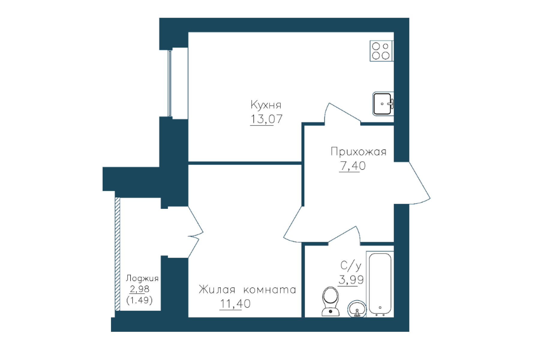 ЖК "ГринВилль", Череповец, Рыбинская ул, дом 29, квартира 217, секция 3, этаж 8 План 0