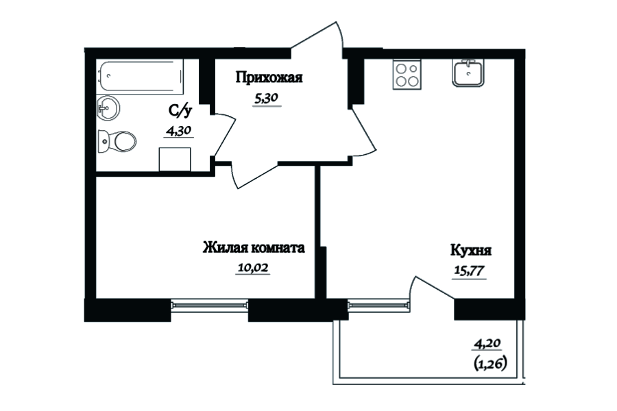 ЖК "ГринВилль", Череповец, Рыбинская ул, дом 33В, квартира 272, секция 4, этаж 5 План 0