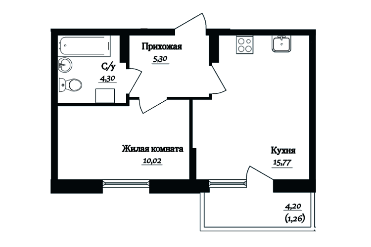 ЖК "ГринВилль", Череповец, Рыбинская ул, дом 33В, квартира 272, секция 4, этаж 5