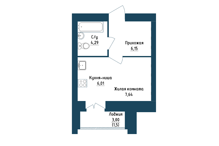 ЖК "ГринВилль", Череповец, Рыбинская ул, дом 29, квартира 359, секция 5, этаж 1