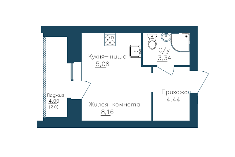ЖК "ГринВилль", Череповец, Рыбинская ул, дом 29, квартира 274, секция 3, этаж 14